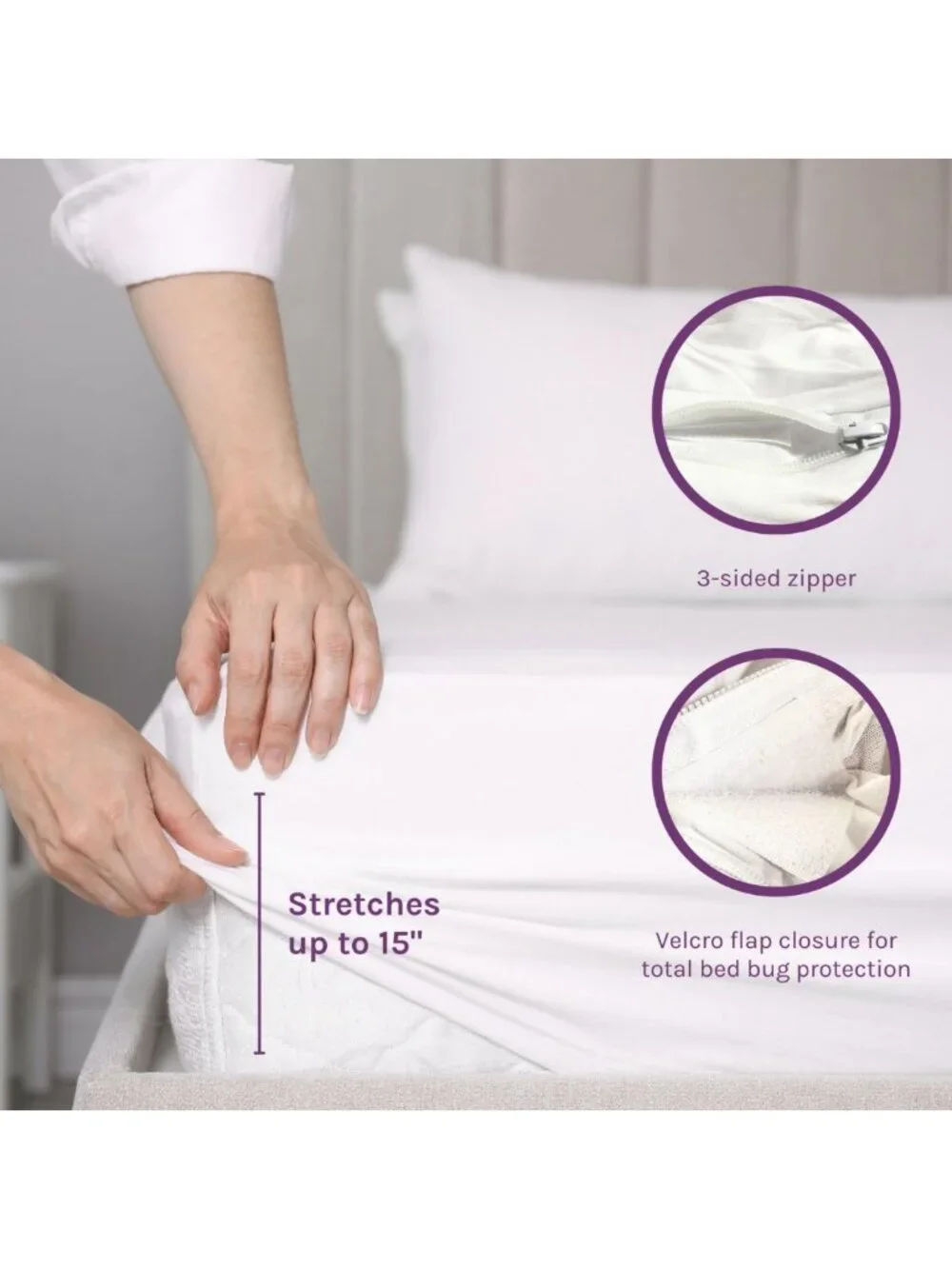King Size Dust Mite & Allergen Mattress Protector | Zippered, Waterproof